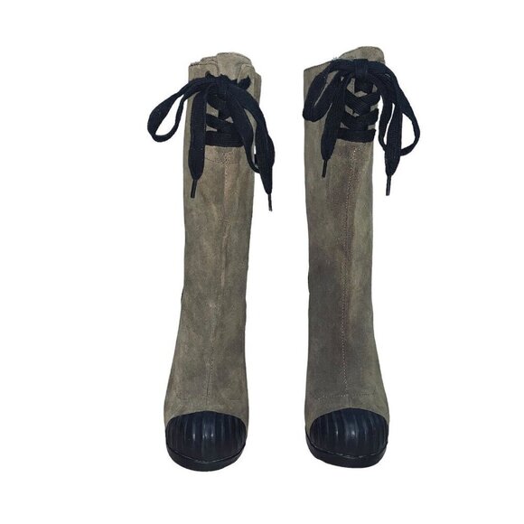 Kelsi Dagger Women's Size 7 Adelia Boots Olive Green Suede Mid Calf Lace up - Picture 2 of 6